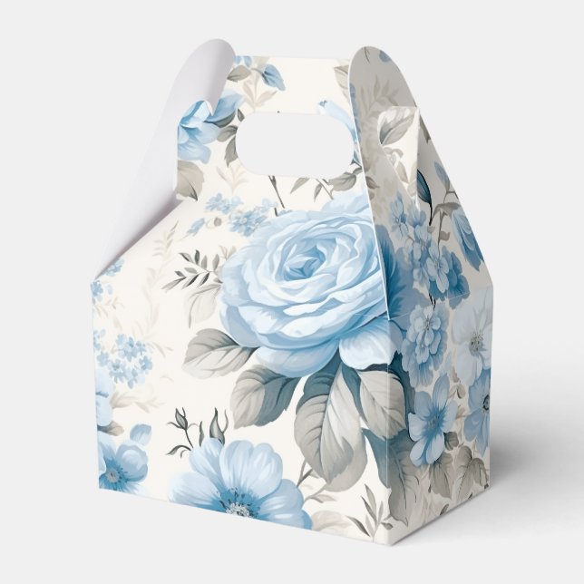 Artistic Light Pastel Blue Roses Favor Box (Front Side)