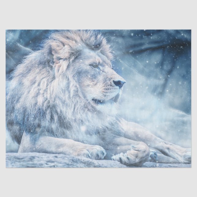 Artistic Lion Art Blue  Decoupage Tissue Paper (Front)