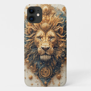 Artistic Lion with Golden Geometric  iPhone 11 Case