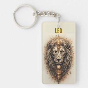 Artistic Lion with Golden Geometric Keychain