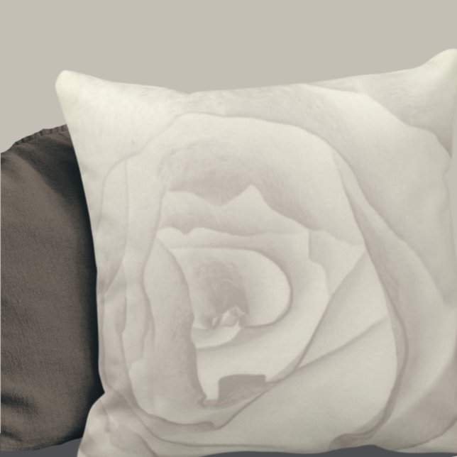 Artistic Macro Rose | Cream & Taupe Throw Pillow (Creator Uploaded)