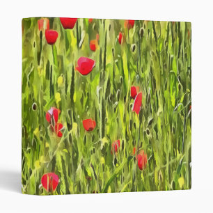 Artistic Meadow Poppy Landscape Binder