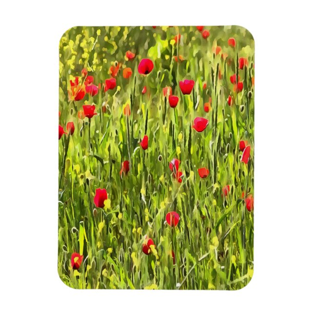 Artistic Meadow Poppy Landscape Magnet (Vertical)