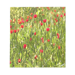 Artistic Meadow Poppy Landscape Notepad