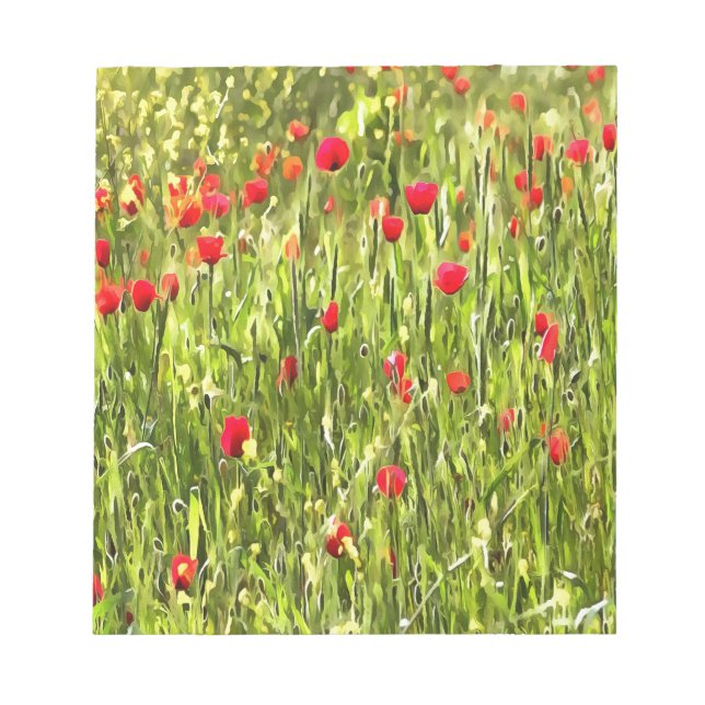 Artistic Meadow Poppy Landscape Notepad (Front)