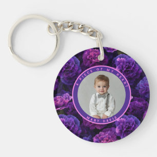 Artistic memory tribute Floral Carnation Keychain