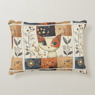 Artistic Mid-Century Modern Cute Cat Accent Pillow
