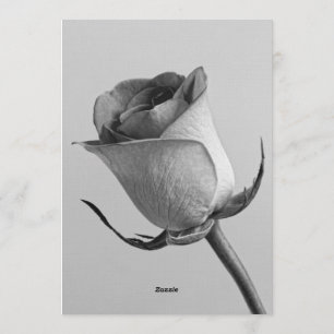 Artistic Minimalist Black and White Rose Bud  Invitation