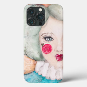 Artistic Mint Blue Hair Clown Girl Collage Art Fun iPhone 13 Pro Case