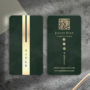 Artistic Modern Emerald Green & Gold Business Card