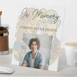 Artistic Modern Silhouette Wedding In Memory Pedestal Sign