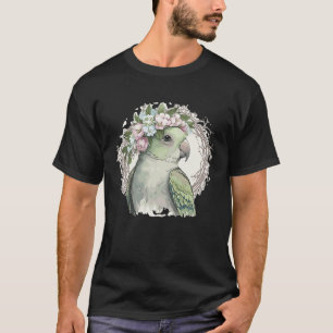 Artistic Monk Parakeet Quaker Parrot Bird Flower C T-Shirt