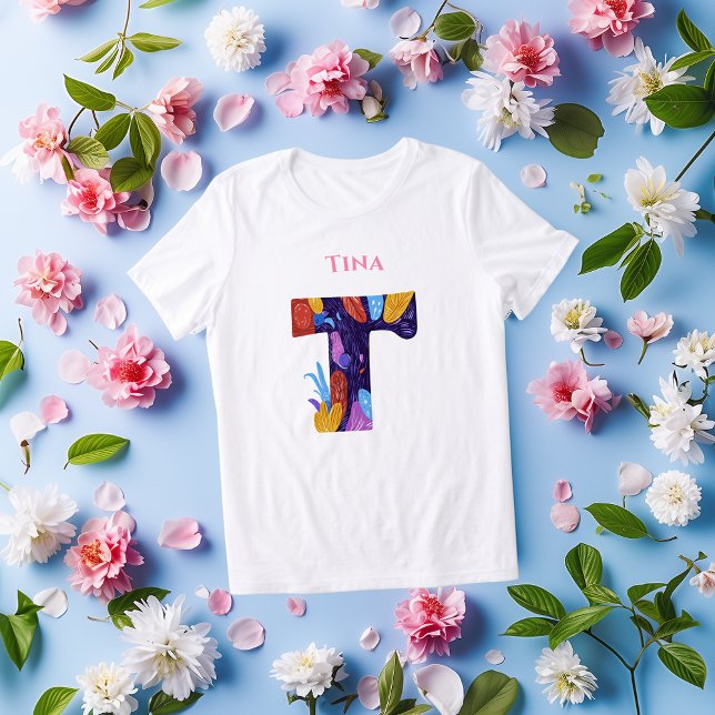 Artistic Monogram - Letter T Bold & Colourful Gift Tri-Blend Shirt (Creator Uploaded)