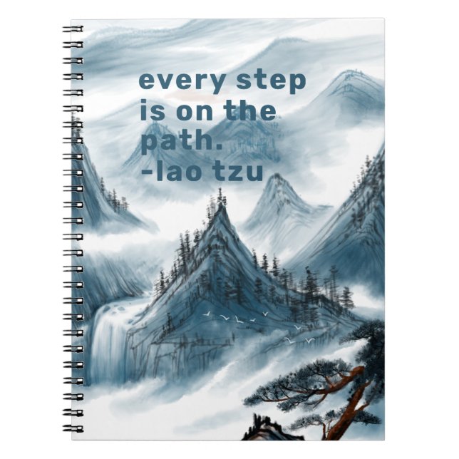 Artistic Mountain Painting Inspirational Quote Notebook (Front)