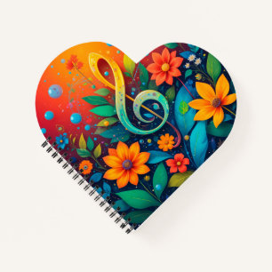 Artistic Musical Note Surrounded By Colourful Flow Notebook
