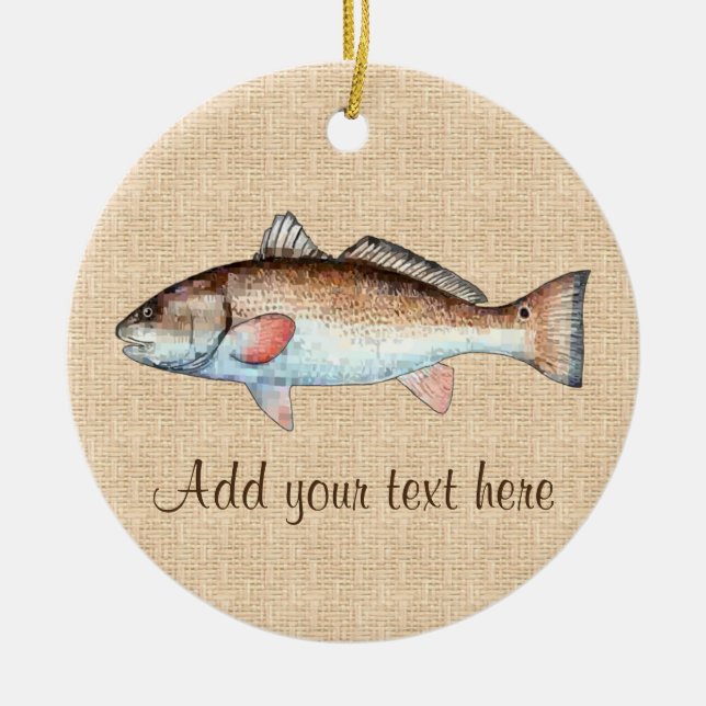 Artistic Natural Redfish Ceramic Ornament (Front)