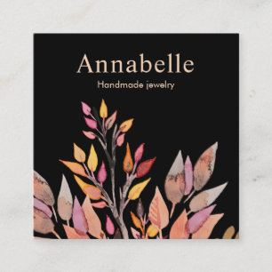 Artistic Nature Watercolor Plants Square Square Business Card