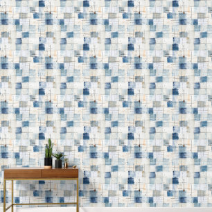 Artistic navy blue indigo collage paper texture wallpaper