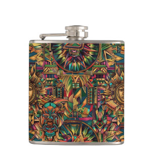 Artistic Navy "Vibrant Historical Emblem" Vinyl Fl Hip Flask