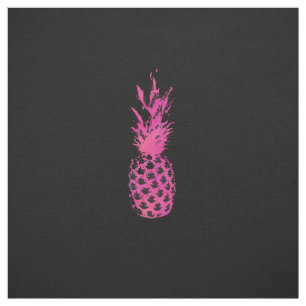 Artistic neon pink and black watercolor pineapple fabric