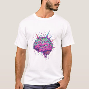 Artistic Neon Pink Brain ADHD Neurospicy T-Shirt