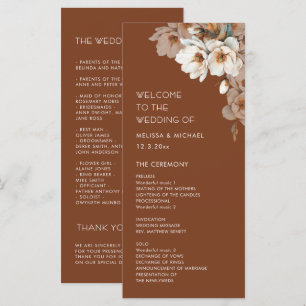 Artistic Neutral Flowers Terracotta Wedding Program