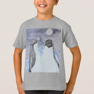 Artistic Nighttime Adelie Penguins T-Shirt