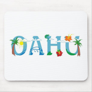Artistic Oahu Hawaii word art Mouse Pad