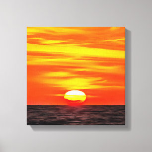 Artistic Orange Aegean Sunset Akyaka Canvas Print