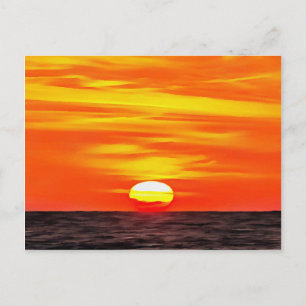 Artistic Orange Aegean Sunset Akyaka Postcard