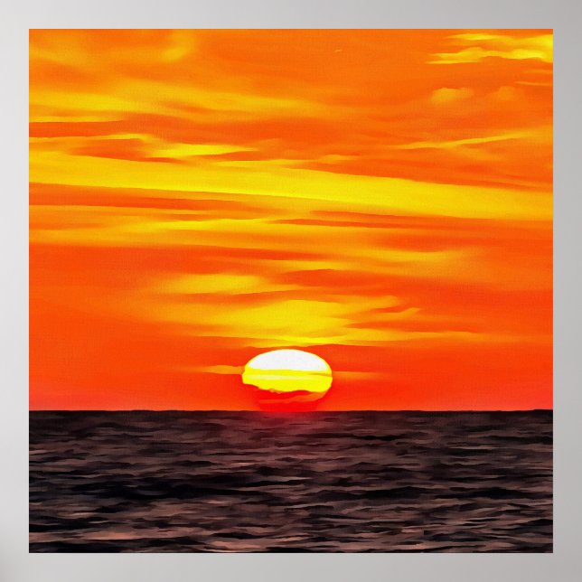 Artistic Orange Aegean Sunset Akyaka  Poster (Front)