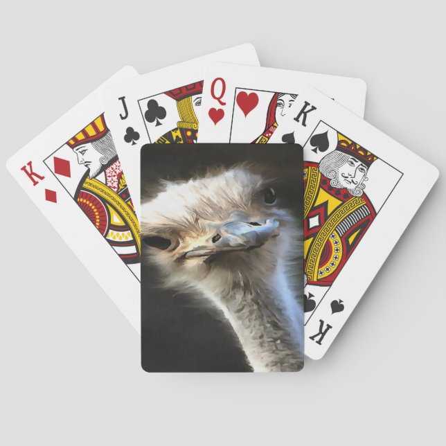 Artistic Ostrich Portrait With Goofy Expression Playing Cards (Back)