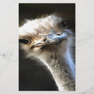 Artistic Ostrich Portrait With Goofy Expression Stationery