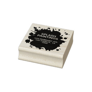 Artistic Paint Splash Blot - Artsy Return Address Rubber Stamp