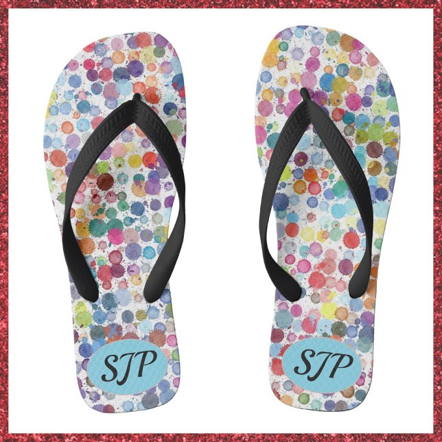 Artistic Paint Splattter Colourful Flip Flops (Creator Uploaded)