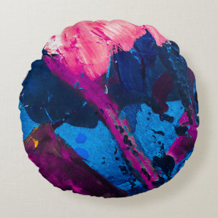 Artistic painted texture, modern decor. round pillow