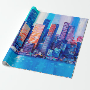 Artistic painting of skyscrapers. Abstract style. Wrapping Paper