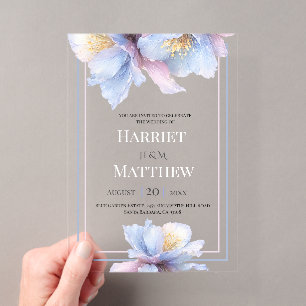 Artistic Pastel Botanical Florals Wedding Acrylic Invitations