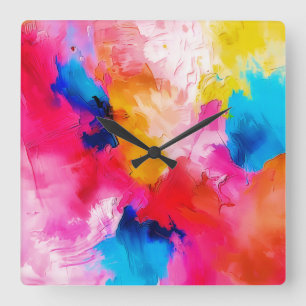 artistic patches - modern square wall clock