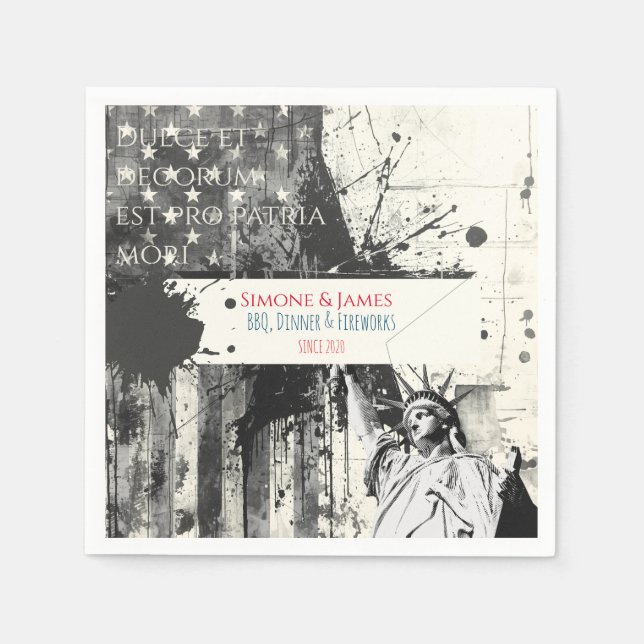 Artistic Patriotic Statement July 4th Decor Napkin (Front)