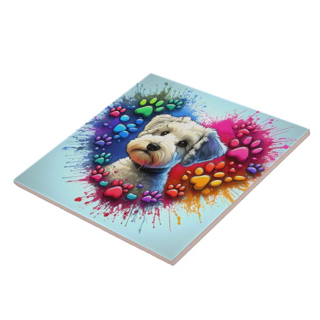 Artistic Paw Print Tile Showcasing Love for Pets (Side)