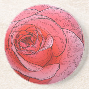 Artistic Peace Rose Sandstone Coaster