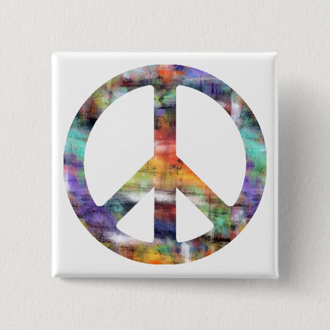 Artistic Peace Sign 2 Inch Square Button (Front)