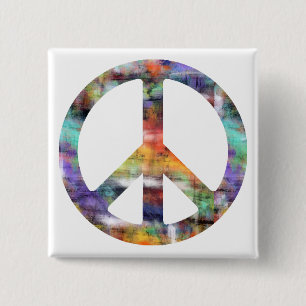 Artistic Peace Sign 2 Inch Square Button