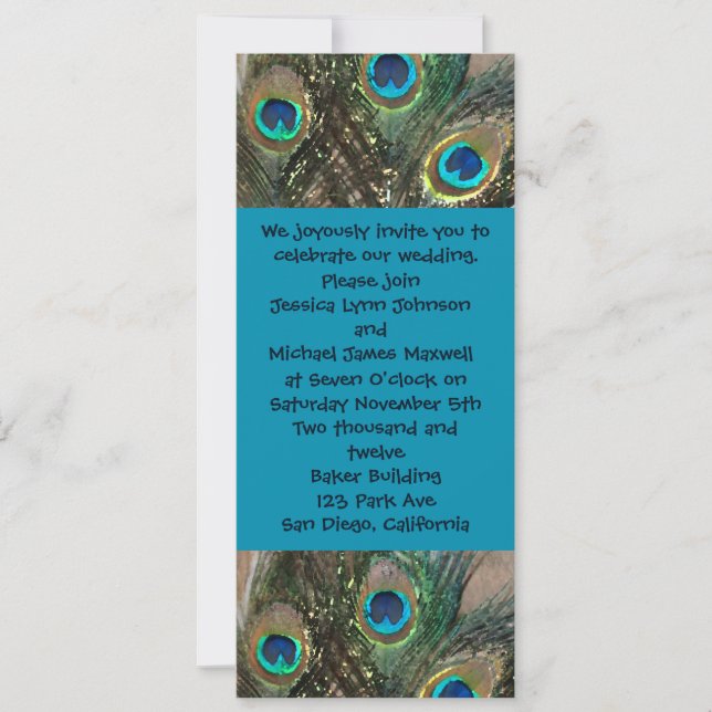Artistic Peacock Wedding Invitation (Front)
