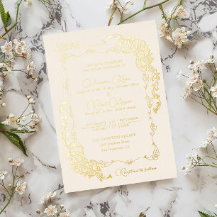 Artistic Pearl Crème Floral Paisley Muslim Wedding