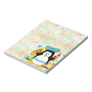 Artistic Penguin Painter Personalize Notepad