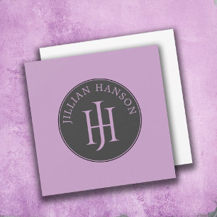 Artistic Personal Monogram Name Logo Lilac Card