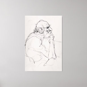 Artistic Philosopher Portrait Sketch - Premium Canvas Print