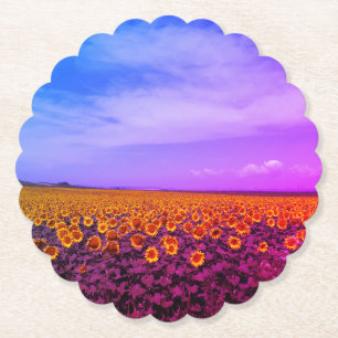 Artistic Photo Sunflowers Paper Coaster